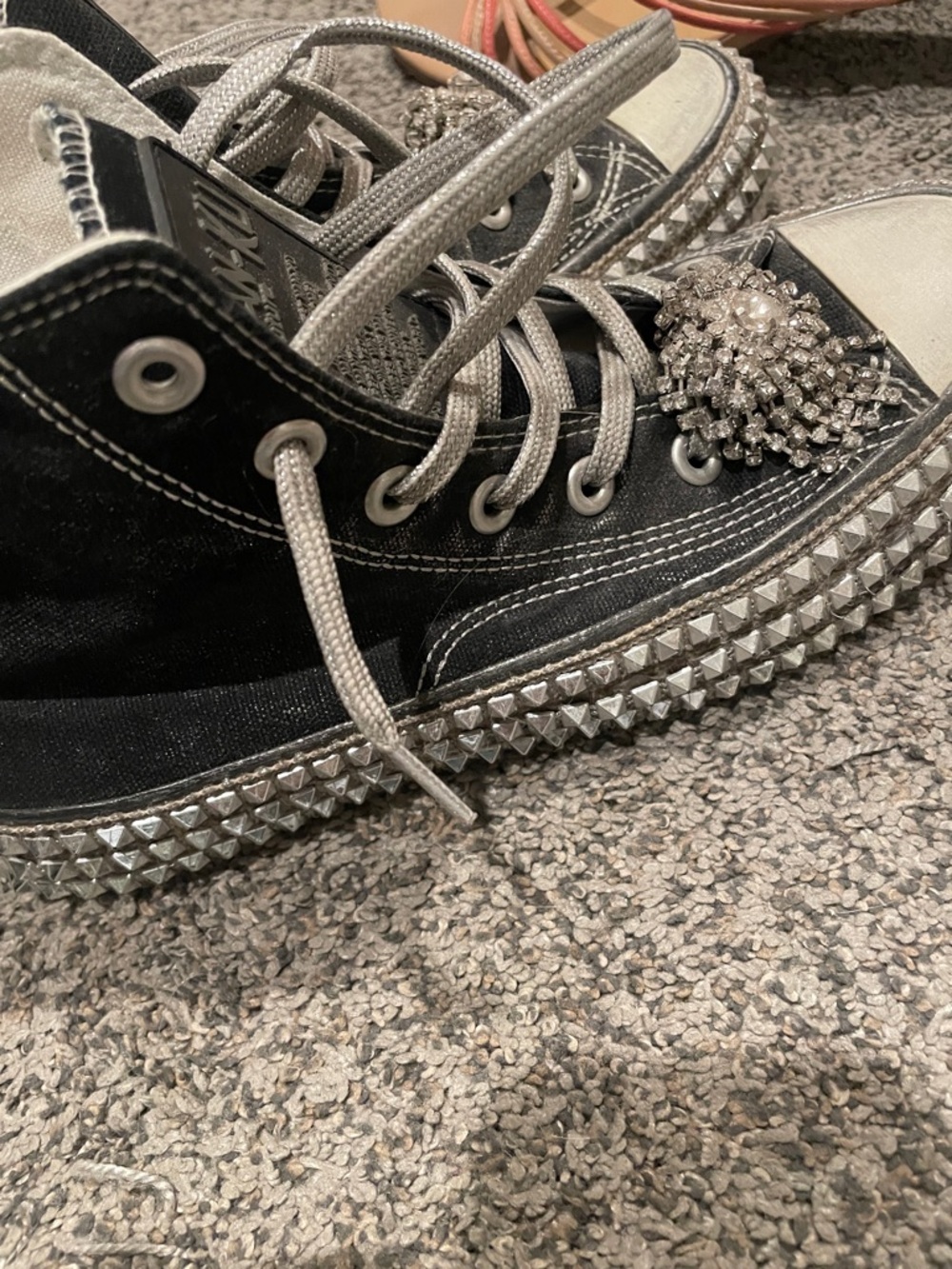 NAN-KU Couture Women's Black High-Top Sneakers with Silver Studded Trim - Picture 5 of 5